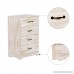 Modern 4 Drawer Wood Chest in White OAK Works as Dresser & Cabinet for Home & Office - B072WRK5S3