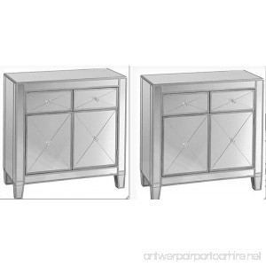 Set of 2 Mirrored Hollywood Glam Dresser Bedroom Chest Storage Drawers Nightstand - B00QUTRPY4