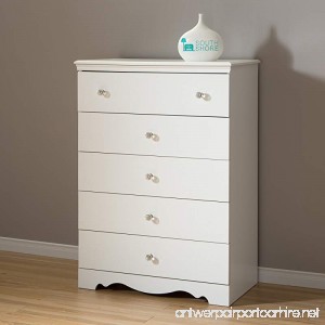 South Shore Crystal 5-Drawer Dresser Pure White with Clear Knobs - B001JJBG8G