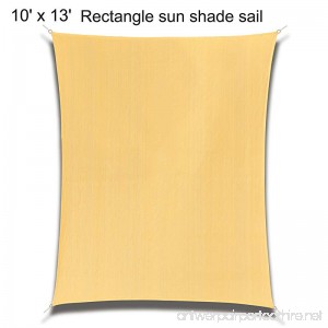 10' x 13' Rectangle Sand Sun Shade Sail Durable UV Block Shelter Canopy Cover for Outdoor Patio Deck Garden Lawn Yard - B07F2X5L8L