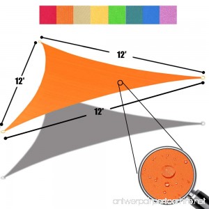 Alion Home 12' x 12'x 12' Triangle Waterproof Woven Sun Shade Sail in Vibrant Colors (Tangerine Orange) - B01LXHK9HW