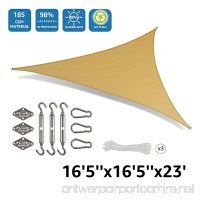 DOEWORKS Triangle 16'5'' Sun Shade Sail with Stainless Steel Hardware Kit  Idea for Outdoor Patio  Sand - B0779PCQZJ