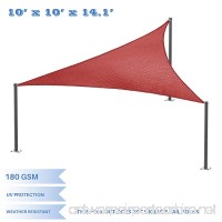 E&K Sunrise 10' x 10' x 14' Right Triangle Sun Shade Sail  Shade Fabric Cover Backyard Deck Sail Canopy UV Block - Rust Red - B0784QNQBG