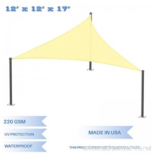 E&K Sunrise 12' x 12' x 17' Waterproof Sun Shade Sail -Canary Yellow Right triangle UV Block Durable Awning Perfect for Canopy Outdoor Garden Backyard-Customized Sizes Available - B077J8GSYN