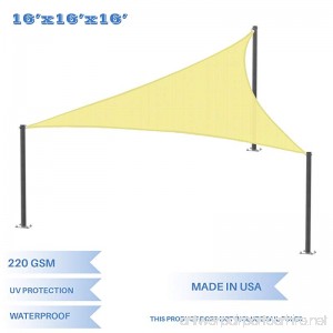 E&K Sunrise 16' x 16' x 16' Waterproof Sun Shade Sail-Canary Yellow Equilateral triangle UV Block Durable Awning Perfect for Canopy Outdoor Garden Backyard-Customized Sizes Available - B077J8F2G5