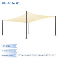 E&K Sunrise 8' x 8' Beige Sun Shade Sail Square Canopy - Permeable UV Block Fabric Durable Patio Outdoor Set of 1 - B076DKGNGT