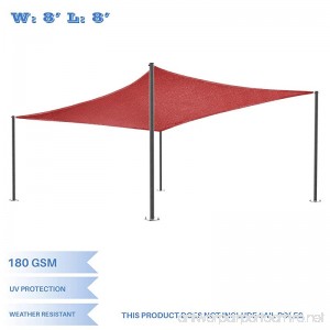 E&K Sunrise 8' x 8' Red Sun Shade Sail Square Canopy - Permeable UV Block Fabric Durable Patio Outdoor Set of 1 - B076DPN6LV
