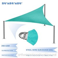 E&K Sunrise Reinforcement Large Sun Shade Sail 24' x 24' x 24' Equilateral triangle Heavy Duty Strengthen Durable Outdoor Garden Canopy UV Block Fabric (260GSM)- 7 Year Warranty - Turquoise Green - B079Q23N3M