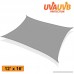 KHOMO GEAR Rectangular Sun Shade Sail 12 x 16 Ft UV Block Fabric - Grey - B075X38M96