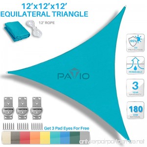 Patio Paradise 12' x 12' x 12' Turquoise Green Sun Shade Sail Equilateral Triangle Canopy - Permeable UV Block Fabric Durable Outdoor - Customized Available - B06XCQL27P