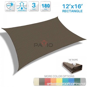Patio Paradise 12' x 16' Brown Sun Shade Sail Rectangle Canopy - Permeable UV Block Fabric Durable Patio Outdoor - Customized Available - B01MZ79HVE