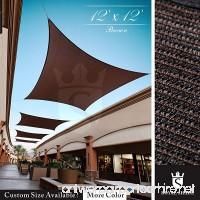 Royal Shade 12' x 12' Brown Square Sun Shade Sail Canopy Outdoor Patio Fabric Shelter Cloth Screen Awning - 95% UV Protection  200 GSM  Heavy Duty  5 Years Warranty  Custom - B07DCKMSPB
