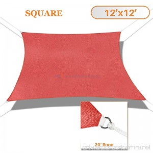 Sunshades Depot 12' x 12' Sun Shade Sail Square Permeable Canopy Rust Red Custom Size Available Commercial Standard - B01KW27OTA