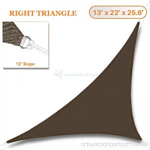 Sunshades Depot 13' x 22' x 25.6' Sun Shade Sail Right Triangle Permeable Canopy Brown Coffee Custom Size Available Commercial Standard 180 GSM HDPE - B01LWA96ZH