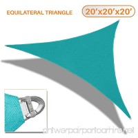 Sunshades Depot A Ring Design Steel Cable Wire Reinforcement 20' x 20' x 20' Equilateral Triangle Sun Shade Sails Turquoise Heavy Duty Permeable 260 GSM - B0741KPF5Q