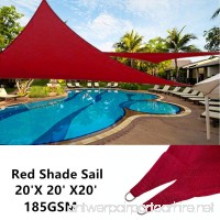 W.una 20'x20'x20' Oversized Triangle Garden Patio Sun Sail Shade 20 ft   Color Red - B079214LGZ