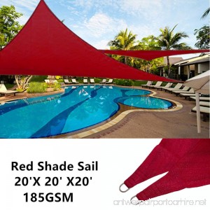 W.una 20'x20'x20' Oversized Triangle Garden Patio Sun Sail Shade 20 ft   Color Red - B079214LGZ