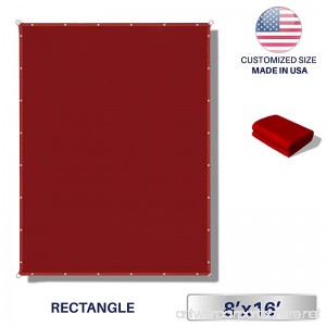 Windscreen4less 8'x16' Waterproof Sun Shade Sail Canopy Rectangle Sail Awning Tarp UV Shelter for Outdoor Patio Backyard - Custom Size Available - Red Color - B074HJ213F