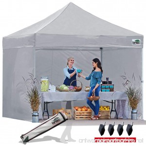 Eurmax 10x10 Ez Pop Up Canopy Outdoor Canopy Instant Tent with 4 zipper Sidewalls and Roller Bag Bouns 4 weight bags - B00K67AMQY