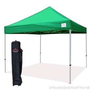 UNIQUECANOPY 300D Classic 10x10 Ez Pop up Canopy Instant Tent Outdoor Party Portable Folded Commercial shelter with Wheeled Carrying Bag Steel Green - B077HJD99D