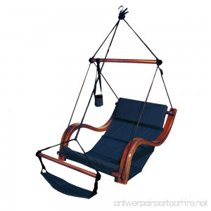 Deluxe Lounger Hammock Chair with Wooden Armrest - Navy Blue - B00CFT3IS0