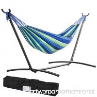 FDW Double Hammock With Space Saving Steel Stand Includes Carrying Case - B01HARJZGA