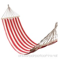 Flexzion Portable Swing Hammock Leisure Hanging Canvas Wooden Single Red and White Stripes 78.78" x 31.5" for Outdoor Garden Patio Camping Beach Travel Sleeping Bed - B018S7KHSG