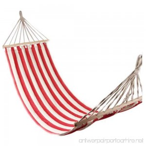 Flexzion Portable Swing Hammock Leisure Hanging Canvas Wooden Single Red and White Stripes 78.78 x 31.5 for Outdoor Garden Patio Camping Beach Travel Sleeping Bed - B018S7KHSG