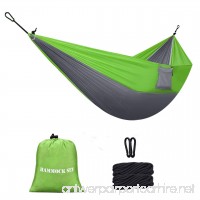 Homitt Outdoor Camping Hammock Set with 2M / 6.56FT Hammock Tree Ropes & 2 Solid Carabiners for Travelling  Hiking  Backpacking  Motorcycle Trips  Beach or Mountain – Green & Grey - B01MSJBSCD