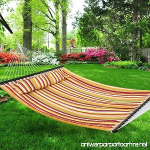 Nova Microdermabrasion Updated Quilted Fabric Hammock with Pillow Double Size Spreader Bar Heavy Duty Portable Outdoor Camping Hammock For Outdoor Patio Yard (480lbs Capacity) - B07DZZJT9J
