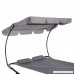 Outsunny Double Chaise Lounge Hammock Sunbed with Canopy and Stand - Light Grey - B07DPHCS9G