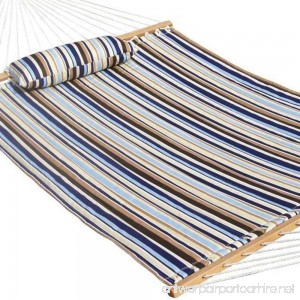 PG PRIME GARDEN Quilted Double Fabric Hammock Hardwood Spreader Bars with Pillow Outdoor Polyester - B00JE8EOKQ