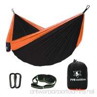 pys Camping Hammock Parachute Nylon Single Hammock with Tree Straps with Max 1000 lbs Breaking Capacity Lightweight Carabiners Included For Backpacking or Travel (Black + yellow) - B078JGNZF1