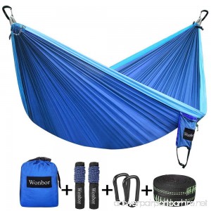 Wonbor Hammock Camping Double Hammock Lightweight Portable Parachute Nylon Hammock With Tree Straps Ropes for Outdoor Backpack Travel Beach Yard Hanging Bed Sleeping Swing - B07BWVFLX4