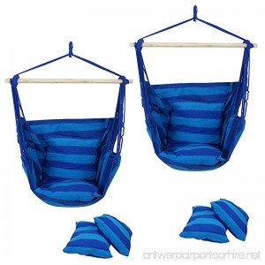 F2C Pack of 2 Cotton Hammock Chair Hanging Rope Chair Swing Chair Seat Porch Sky Swing Patio Chair (2PCS Blue) - B07F762228