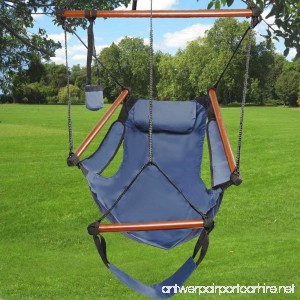 Hammock Hanging Chair Air Deluxe Sky Swing Seat with Pillow and Drink Holder Solid Wood Indoor/Outdoor Garden Patio Yard 250lbs Well Equipped S Shaped Hook High Strength Assembled Hanging Seat - B07G69VS9M