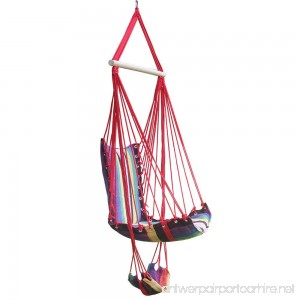 Hi Suyi New Lounging Hanging Rope Hammock Swing Chair for Indoor or Outdoor Garden Patio Yard Bedroom With Foot Rest and Wooden Bar By - B07DGT7X76