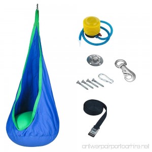Kids Pod Swing Seat Hammock Sensory Swing w/ Swivel Hook (Blue) - B06WGWZL66