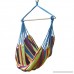 Large Blue Stripe Brazilian Hammock Swing Chair - With Hanging Hooks Hardware and Free Handcrafted Drink Holder - B074W4X2Z9