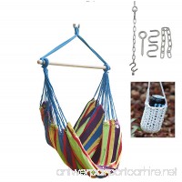 Large Blue Stripe Brazilian Hammock Swing Chair - With Hanging Hooks Hardware and Free Handcrafted Drink Holder - B074W4X2Z9