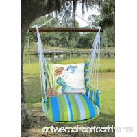 Magnolia Hammock Swing Chair Blue Green Stripe with Mermaid Fish Pillow - B07BTL6WQ9