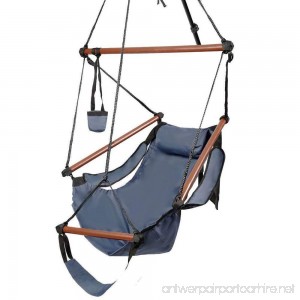 ROVSUN Hanging Hammock Air/Sky Chair Swing Rope Chair Porch Chair Hanging Seat Well-equipped High Strength Assembled with Pillow and Drink Holder for Yard Garden Patio Indoor Outdoor 250 lbs Blue - B07G2YJBQH