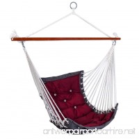 SUNMERIT Hanging Rope Hammock Chair Swing Seat for Indoor or Outdoor Spaces 300 lbs Capacity (Dark red) - B078MN8PFQ