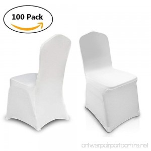 Creine Set of 100pcs Universal White Color Chair Covers Stretchable Polyester Spandex Banquet Dining Chair Slipcover Decoration for Wedding Anniversary Party Home Use (US STOCK) - B07BMM15BG