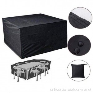 Baring Rectangular Patio Table & Chair Set Cover Durable and Water Resistant Fabric Outdoor Furniture Cover Black (13513575cm) - B078WPXND4
