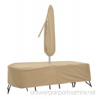 Protective Covers Weatherproof Patio Table and Chair Set Cover  80 Inch x 96  Inch Oval/RectangleTable  Tan - B00B7YLH32