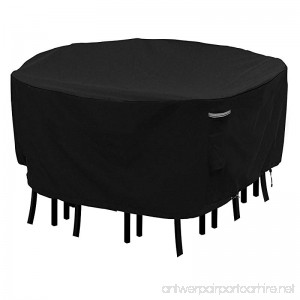 Round Patio Table and Chair Set Cover Durable and Waterproof Outdoor Furniture Cover(Black 70D x 23.6H) - B076KMY6ZF