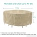 SunPatio Outdoor Table and Chair Cover Waterproof Patio Round Furniture Set Cover 72 Dia x 30 H Heavy Duty Dining Table Set Cover All Weather Protection Beige - B07DNW51NV