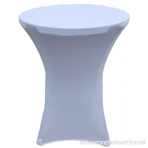32 Round x 43 Tall Spandex Fitted Table Cover for Folding Bar Height Tables (White) - B078GV1ZDY