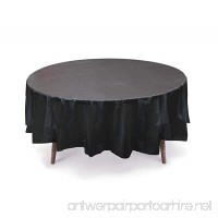 5 PACK  84" Black Round Plastic Table Cover  Plastic Table Cloth Reusable (PEVA) (Black) - B01F61NCVG